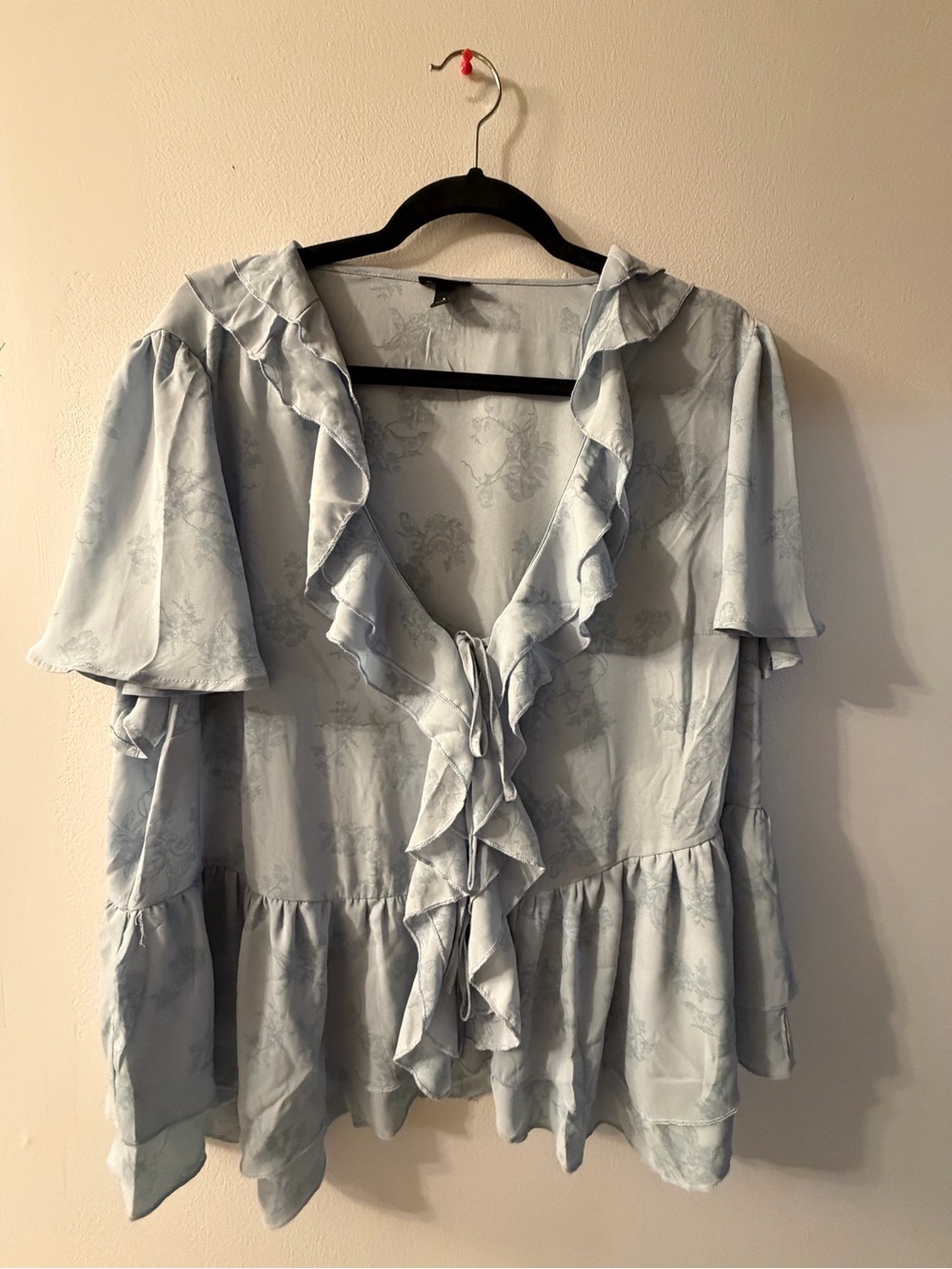 torrid Light Blue Ruffle Tie-Front Blouse